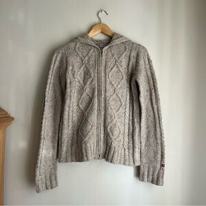 Vintage Cable Knit Lambswool Blend Hoodie